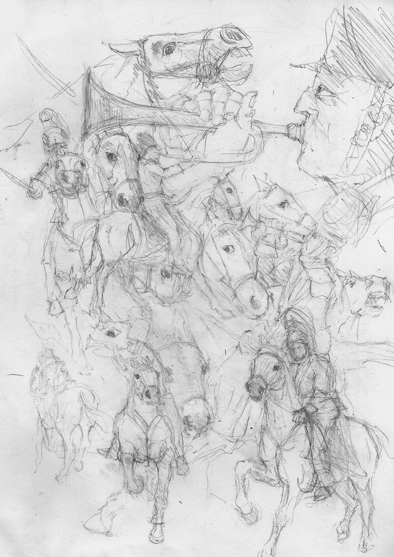 Bozzetto per Carica 3, Pencil on paper