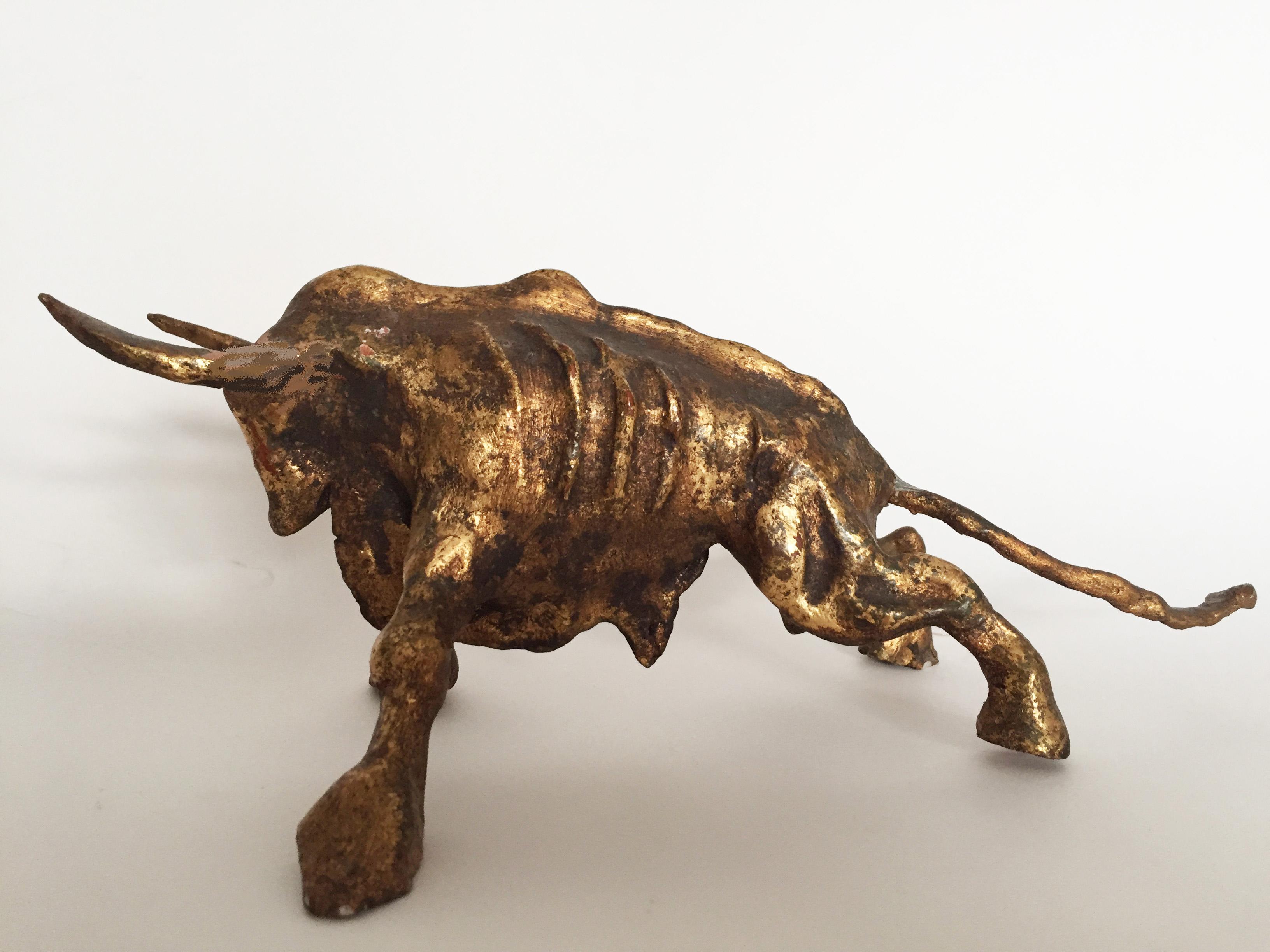 03 Bull, Gold leaf gilded clay, cm 25.0x11.0x8.0, 1968