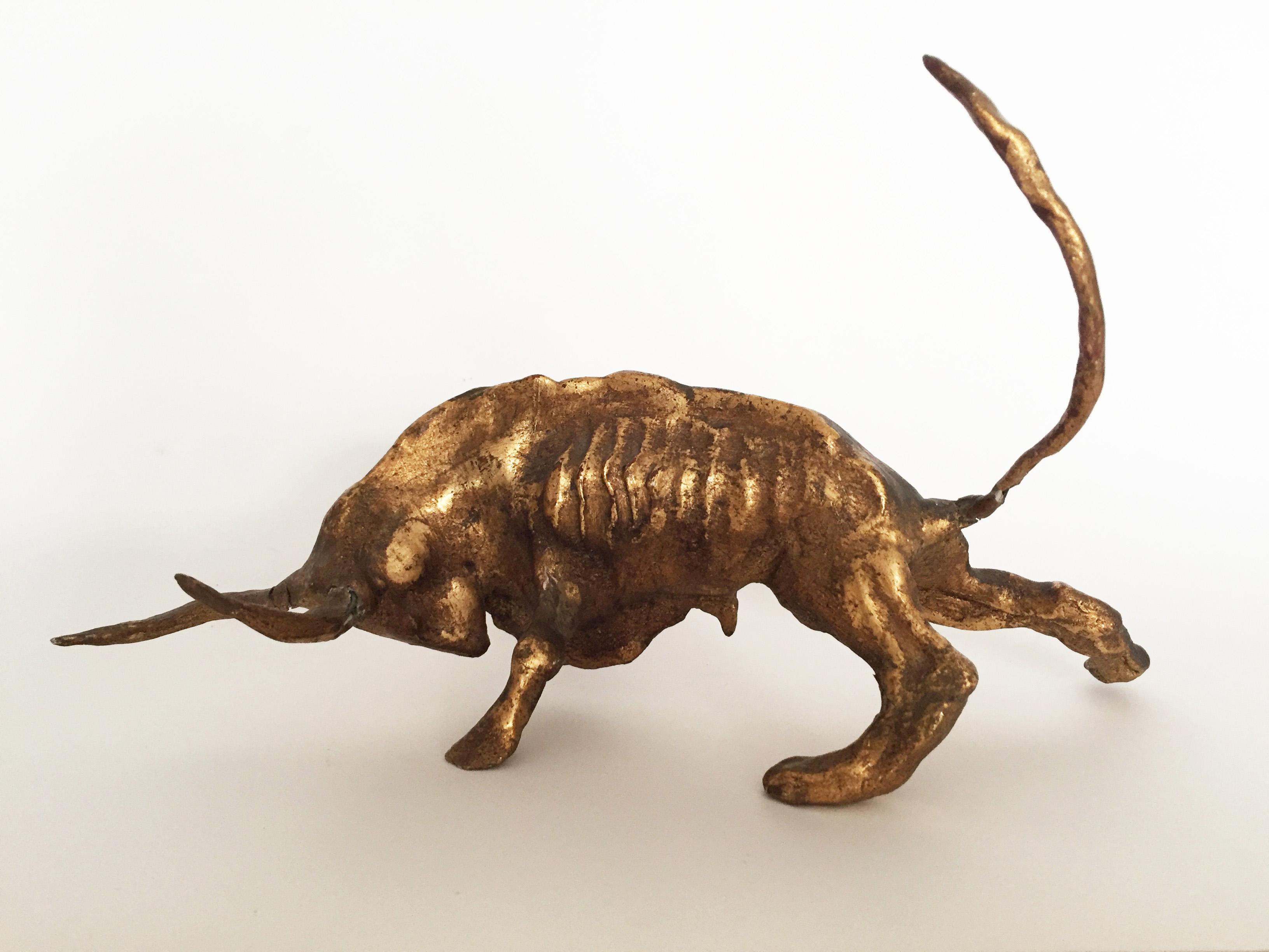 01 Bull I, Gold leaf gilded clay, cm 24.0x10.0x8.0, 1968